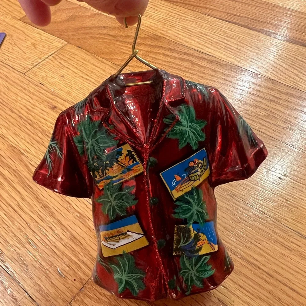 Rare Red Hawaiian Shirt glass Ornament